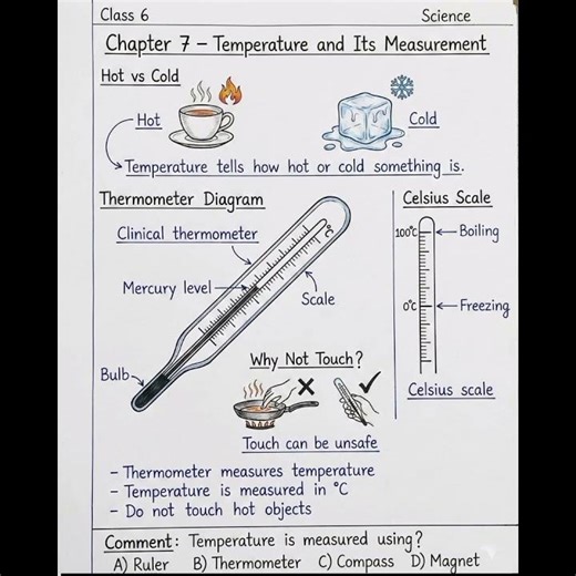 Class-6 science Chapter-7 Temprature and its measurements #class6th #shortnotes #generalscience