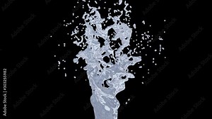 Slow motion Animation of Nature water bottle splash , Liquid swirling and splashing seamless loop and Motion background, 3D CG 4k Ultra HD 3840x2160, RGB with Alpha and Green screen.