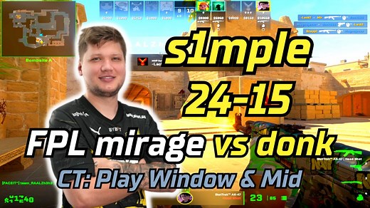 s1mple对阵donk (mirage) | FACEIT Pro League | 2024.02.28 | CS2 POV/demo