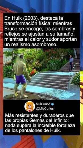 En Hulk (2003), destaca la transformación física de...