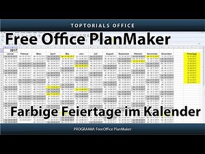 Feiertage im Kalender farbig markieren (Free Office PlanMaker)