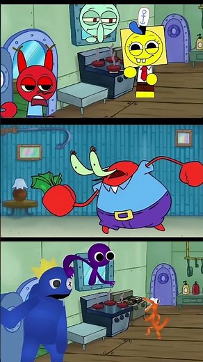 Friday Night Funkin' Mr Krab Angry but Funny square vs Rainbow Friends - FNF Krusty Karoling Mods