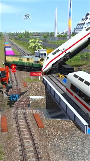 3 Fast Trains Cross Same Track Until One Gets Hit Switching #train #railway #railroad #bullettrain