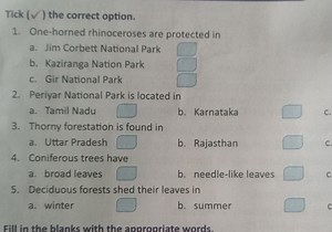 Tick the correct option.One-horned rhinoceroses are protected... | Filo