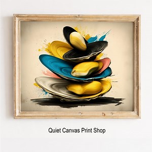 Oysters Wall Art – Colorful Modern Graphic Print, Paint Splatter Art (digital Download) - Etsy