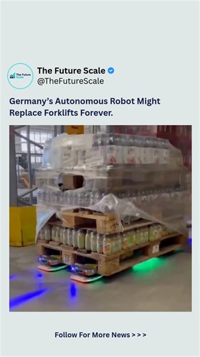the future scale on Instagram: "Munich startup Filics, built by Technical University engineers, revealed autonomous robots designed to move 800 kg pallets without drivers. They use laser navigation, move in any direction, and run 6 hours on a 30-minute charge. Already tested by DHL and Nagel-Group, with €13.5M funding including Amazon’s fund. But there’s a catch — they only lift 9.5 cm, so forklifts still rule high shelves. Is this replacement… or collaboration? Follow For More News @thefuturesc