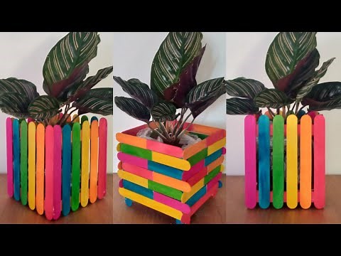 DIY Popsicle sticks | Flower pot holder using popsicle sticks | By i catchers_76