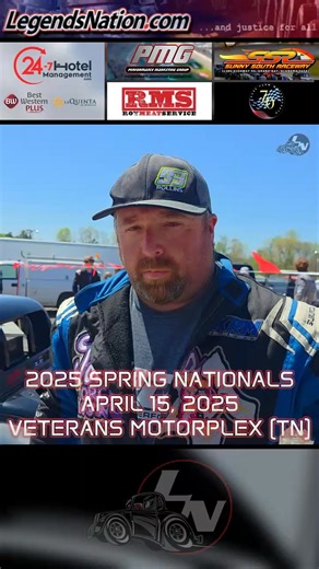 1.7K views · 23 reactions | 2025 Spring Nationals Round One Winner Interview – Kevin Rollins – Legends Masters (April 15, 2025 at Veterans Motorplex at the Rim in Tennessee) LN Event Coverage at LegendsNation.com/EventCoverage #legends #bandoleros #legendsnation | Legends Nation | Facebook