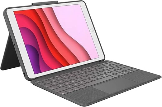Logitech Combo Touch für iPad (7., 8. und 9. Generation) Schutzcase mit Präzisions-Trackpad, Notebook-ähnlicher Tastatur mit Hintergrundbeleuchtung, Smart Connector, Deutsches QWERTZ-Layout - Schwarz