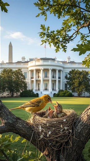 Canary Nesting at The White House! 🐦🇺🇸 Cute Bird Feeds Chicks in DC! #shorts #WhiteHouse #Canary
