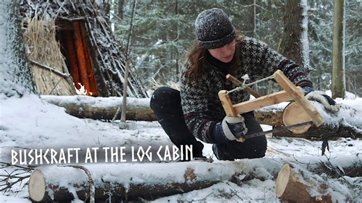 Cold weather bushcraft: Cabin improvements, carving, and firewood