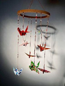 Japanese Origami Crane Decorative Hanger Round - Etsy