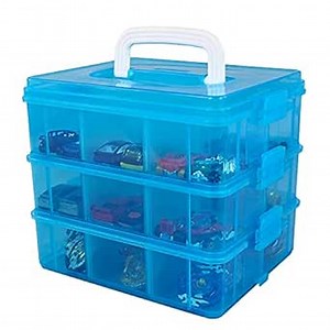 Bins & Things Bead Organizer with Adjustable Compartments - Durable Toy Organizers and Storage Solution for Dolls, Crafts, Mini Toy Figures, Jewelry and Beads - 3 Tier, 18 Compartments