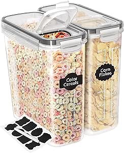 Utopia Kitchen Cereal Containers Storage Set – 2 Pack 4L(135.2 oz) Airtight Food Storage Containers with Lids, BPA-Free Cereal Dispensers for Pantry Organization and Storage (Clear)