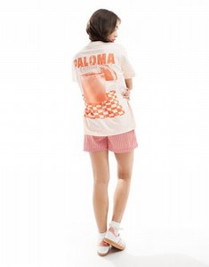 ASOS DESIGN oversized T-shirt with paloma cocktail graphic in peach | ASOS