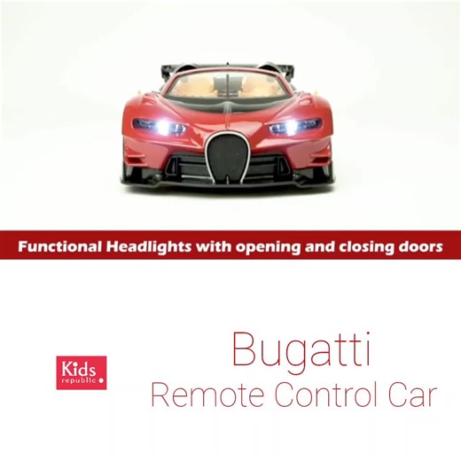 Kids Republic on Instagram: "Bugatti Premium Remote Control Car! 🚗✨ Doors open just like the real one! Rechargeable, big 1:14 scale, and packed with luxury details — perfect for little supercar lovers.. Available at Kids Republic 💛 #Bugatti #RemoteControlCar #PremiumToys #KidsRepublic"