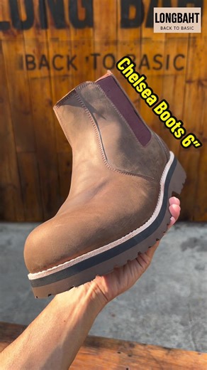 Chelsea Boots 6” - Crazy Horse Leather 👉สั่งตัดเเอดไลน์ : @longbaht #LONGBAHT #ChelseaBoots #รองเท้าหนัง #Boots #Madeinthailand