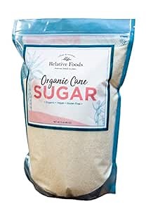 Organic Cane Sugar Crystals (5lb sugar packet) - Preservative & bone-char free, vegan food sugar substitute, gluten free, Non-GMO, fine natural sugar sweetener for cooking, beverages, & more