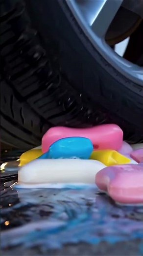 ASMR video of a car running over a pile of soap #asmr