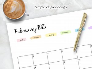 2025 Calendar Printable Blank PDF 2025 2026 Calendar Landscape A4 Letter. Monthly Planner Wall Calendar. Simple, Elegant, Rainbow Pastel - Etsy