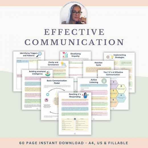 Effective Communication Workbook for Teens & Adults | Therapy Worksheets and Counseling Resources for Active Listening, Assertiveness Skills - Etsy