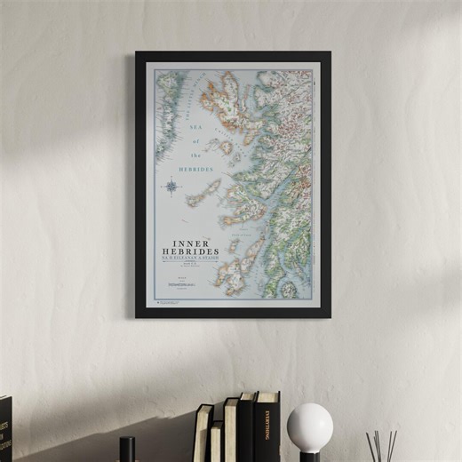 Vintage Style Inner Hebrides Wall Map: Giclée Print Framed Wall Art - Etsy