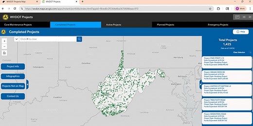 WVDOT rolls out updated 2026 online map of road and bridge projects