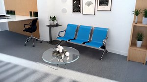 Waiting Room Guest Chair 3 Seat, Airport Reception Chairs with Arms Reception Bench Seat Guest Salon Bench for Business,Office,Hospital, Market (Blue)