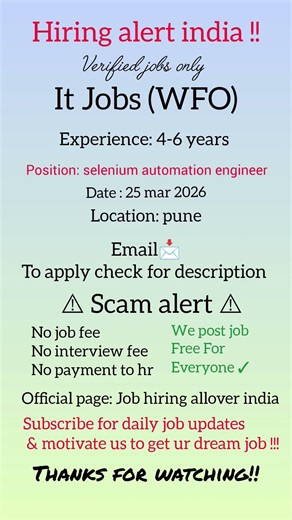 Hiring for Selenium Automation Engineers #hiring #ahmedabad #punejobs #job #youtubeshorts