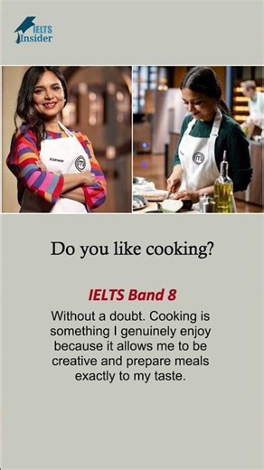IELTS Speaking Part 1; Topic: Cooking #ielts #studyabroad #ieltsspeaking