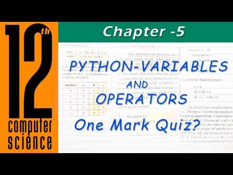 chapter-5 python Variables and Operators|one mark Quiz