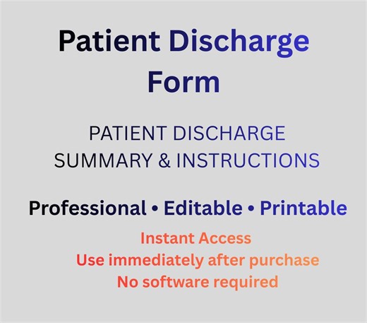 Patient Discharge Form Template | Editable Medical Summary (PDF/Word/Canva)