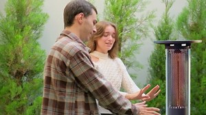 SereneLife Infrared Patio Heater, Electric Patio Heater for Indoor/Outdoor Use, Portable Tower Heater with Remote Control, 1500 W, for Restaurant, Patio, Backyard, Garage, Decks (Black)