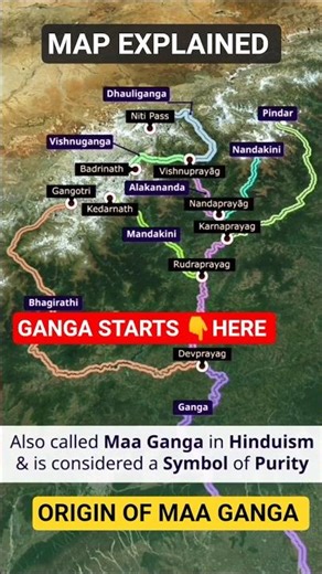 Ganga River Origin Map Explained 🌊 #GangaOrigin