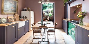 This pink and purple kitchen is oozing with character