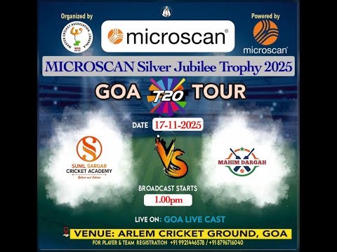 🔴Live | MATCH 2 | SUNIL SARGAR CRICKET ACADE VS MAHIM DARGAH | MICROSCAN SILVER JUBILEE TROPHY 2025