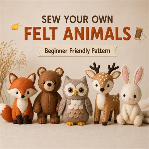 Woodland Felt Animals Sewing Pattern Bundle (fox, Bear, Owl, Deer), DIY Plush Template (PDF) - Etsy UK