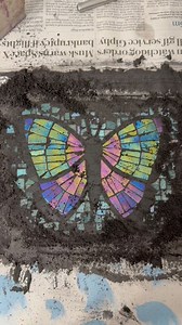 Very happy to announce that the butterfly mosaic is finished 🥳 This was made completely from my scraps and off cut glass from mosaic commissions and it on a reclaimed roof slate 🦋 #butterfly #mosaic #mosaicart | Fatpoppycat