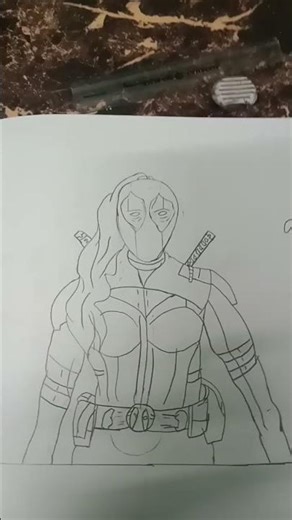 ladypool from Deadpool 👍😊💯#chibidraws #drawing #animeeart #art #deadpool #shorts #shortsfeed #sketch