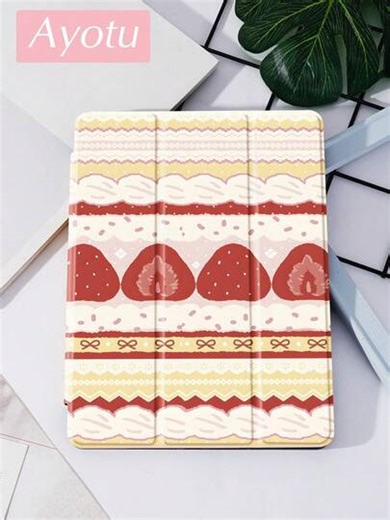 Erdbeerkuchen Muster Tablet Hülle und Kindle E-Book Hülle, kompatibel mit IPad 10. Generation, 11/Air 4./Air 7./9,7 Zoll, kompatibel mit Samsung Galaxy Tab A9 Plus, Kindle (11. Generation -2024 Version) (6 Zoll) Kindle Paperwhite 12. Gen 2024, es ist ein tolles Urlaubsgeschenk mit stilvollem und einfachem Muster. | SHEIN