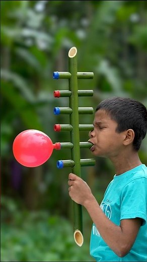 Creative Bamboo Toy with Six Colourful Balloons #craft #shorts