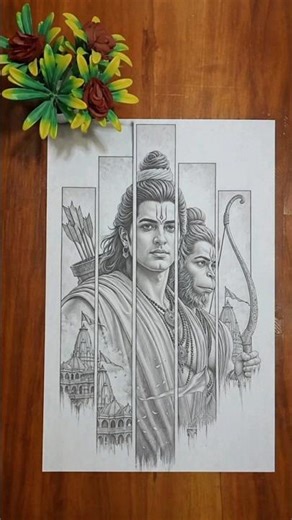 🙏😱 Jay Shree Ram 🙏😍 Sabse_Sundar_Art_Ram_Hanuman ll eyes drawing #viral #shorts #trending