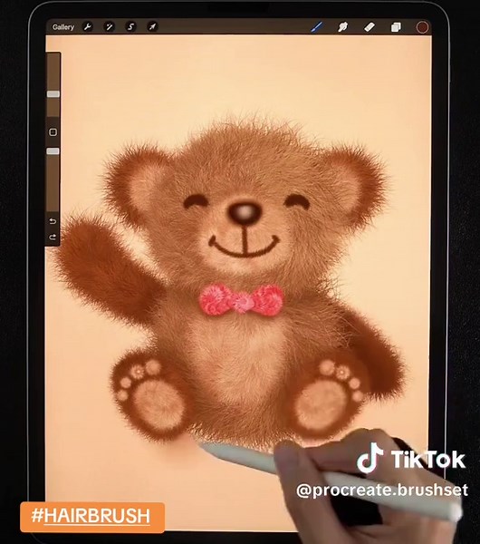 Fuzzy Teddy Bear Drawing Tutorial with Procreate Brushes
