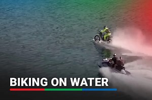 Georgian daredevil biker rides 33km on open water in the Black Sea | ABS-CBN News