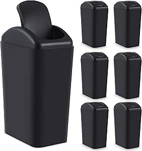 Hoolerry 2 Pcs 3 Gallon/12 Liter Small Trash Can Plastic Kitchen Garbage with Lid Small Trash Bin for Bathroom Office Bedroom Kitchen Waste Outdoor (Black)
