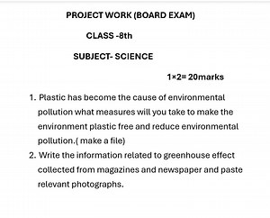 PROJECT WORK (BOARD EXAM)CLASS -8thSUBJECT- SCIENCE1×2=20mar... | Filo