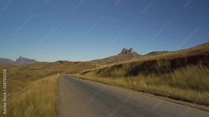 Panoramic view of Madagascar landscape taken on the RN7 road from Antananarivo to Tulear
