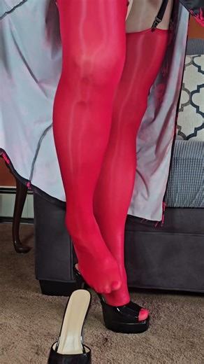 Red stockings and heels