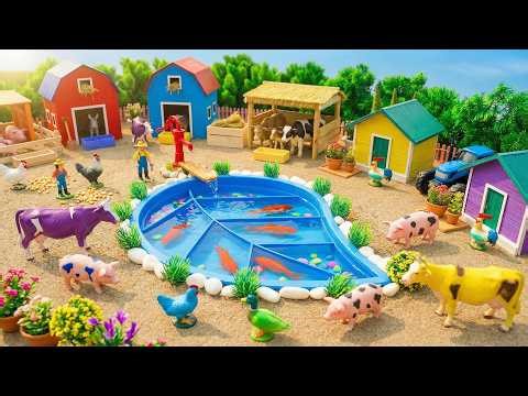 Miniature Cattle Farm Diorama 🐄🐟 | Colorful Pond, Ducks & Tractor Mini Farm
