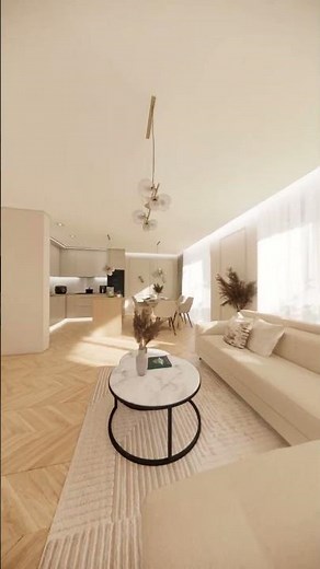 Nowoczesny salon z kuchnią 25 m2 #interiordesign #home #remontdomu #interior